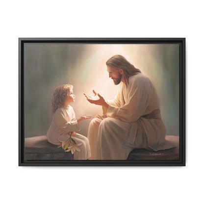 We are His Children, Fine Art Framed Canvas Print, Picture of Jesus, Jesus with a Child, Christian Gift, Christian Art, Jesus Christ Art with Child