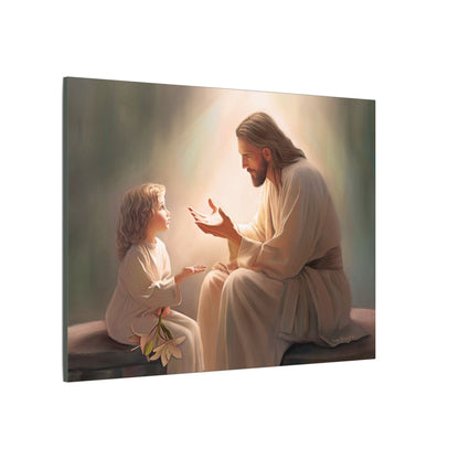 You Are The Light, fine art canvas print, Christian artwork, Jesus with a child, Jesus Christ with a little girl, Consider The Lillies