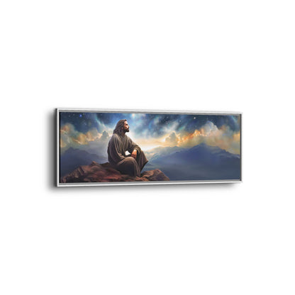 Jesus with The Stars, Canvas Print Art Framed, Jesus Christ Handmade Artwork, Deep Meditative Christian Gift