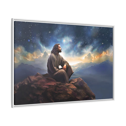 Jesus with The Stars, Canvas Print Art Framed, Jesus Christ Handmade Artwork, Deep Meditative Christian Gift