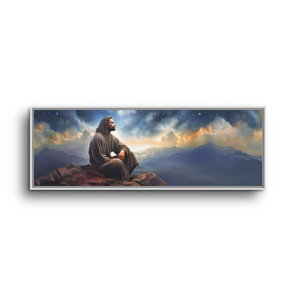 Jesus with The Stars, Canvas Print Art Framed, Jesus Christ Handmade Artwork, Deep Meditative Christian Gift