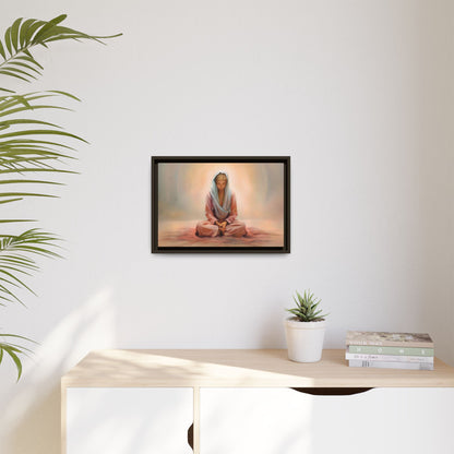 Stillness Framed Canvas Wall Art, Serene Meditation Decor, Spiritual Mindfulness Gift, Tranquil Room Accent, Woman Religious Art