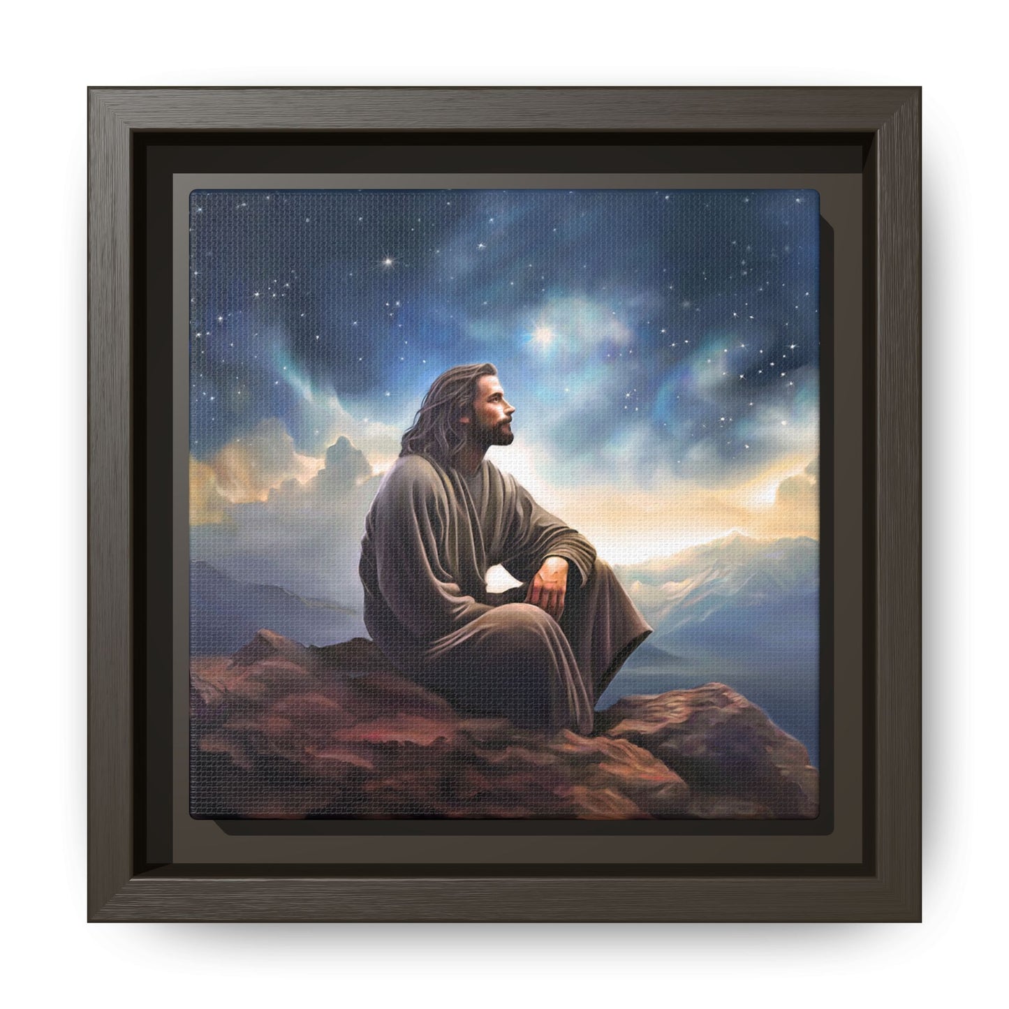 Jesus With The Stars, Framed Fine Art Canvas Print of Handmade Art, many sizes, Christian Art, Christian Gifts