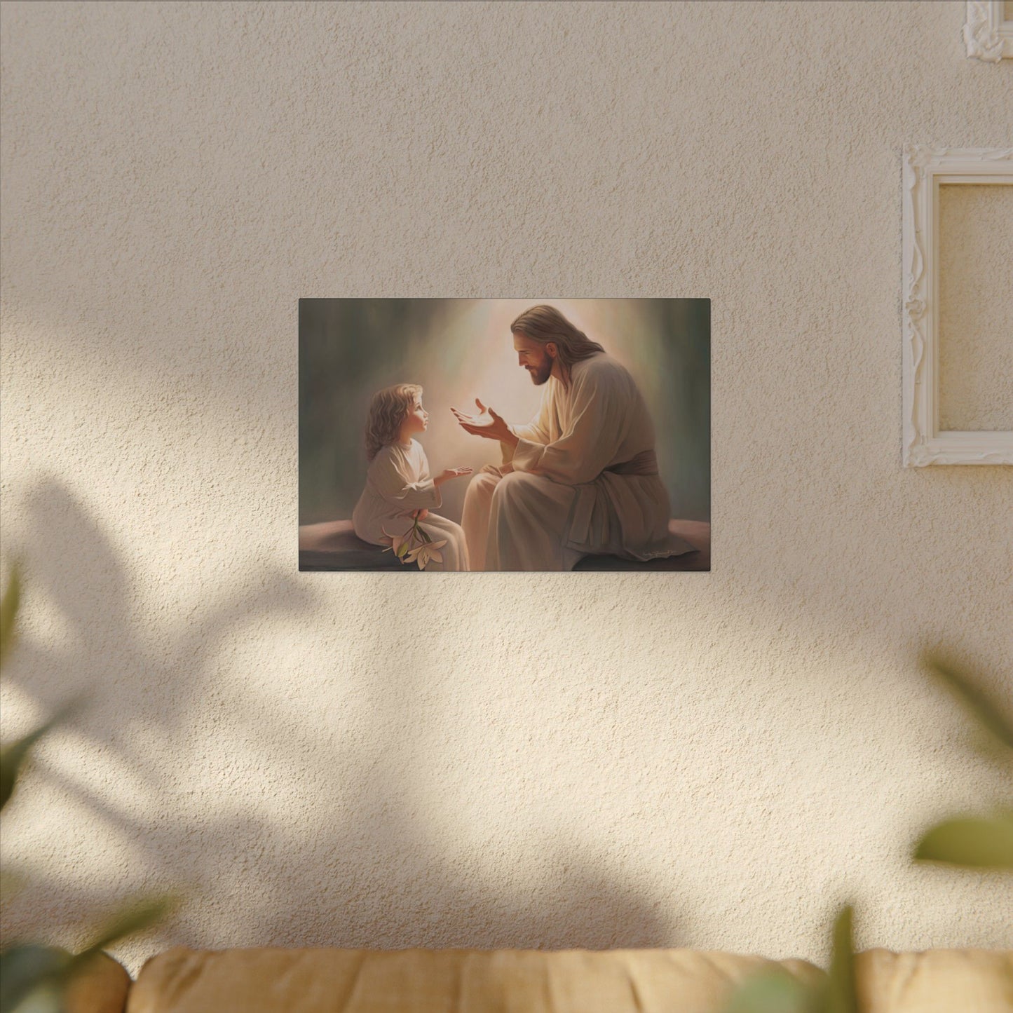 You Are The Light, fine art canvas print, Christian artwork, Jesus with a child, Jesus Christ with a little girl, Consider The Lillies