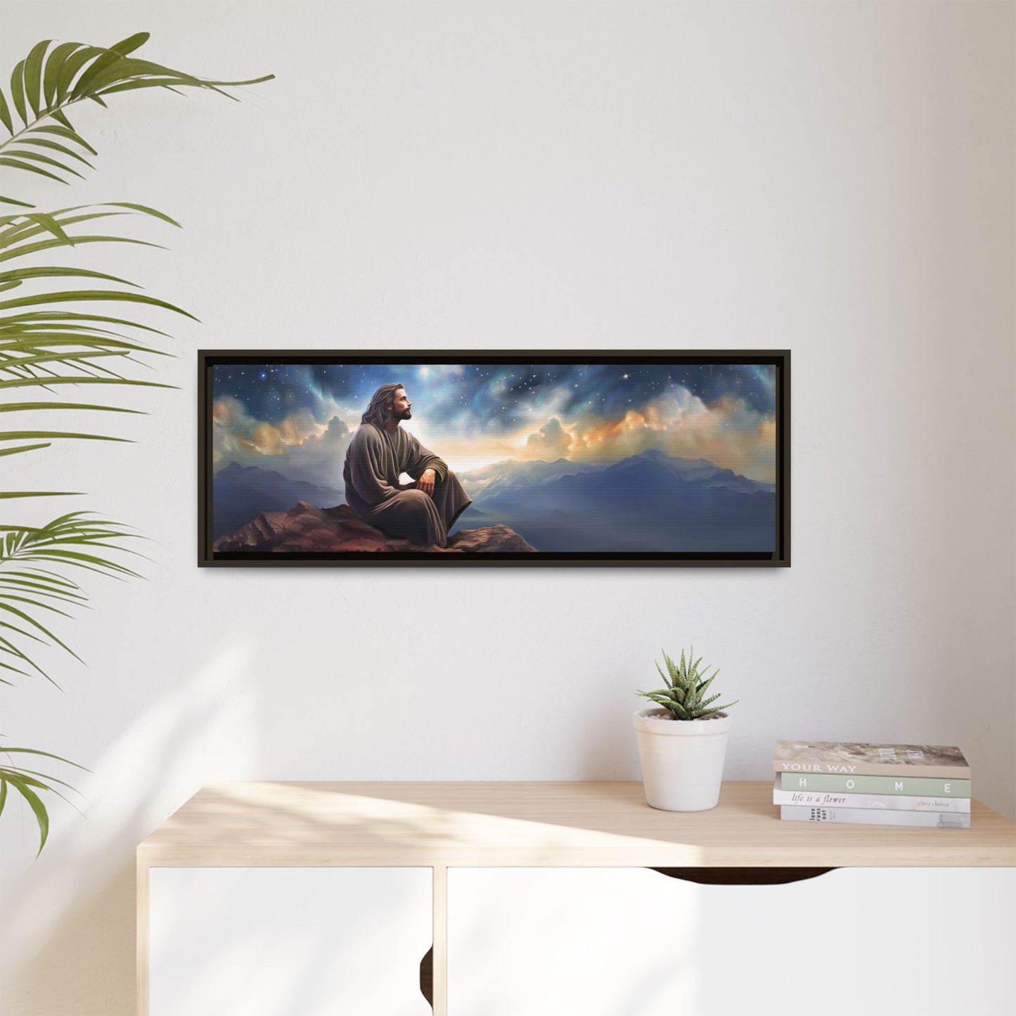 Jesus With The Stars, Framed Fine Art Canvas Print of Handmade Art, many sizes, Christian Art, Christian Gifts