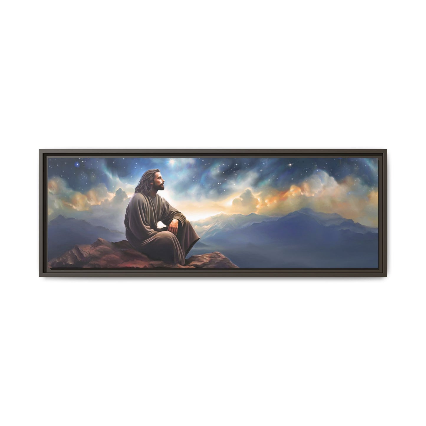 Jesus With The Stars, Framed Fine Art Canvas Print of Handmade Art, many sizes, Christian Art, Christian Gifts