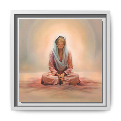 Stillness Framed Canvas Wall Art, Serene Meditation Decor, Spiritual Mindfulness Gift, Tranquil Room Accent, Woman Religious Art