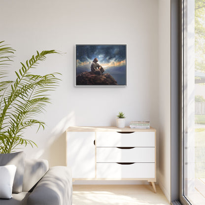 Jesus with The Stars, Canvas Print Art Framed, Jesus Christ Handmade Artwork, Deep Meditative Christian Gift
