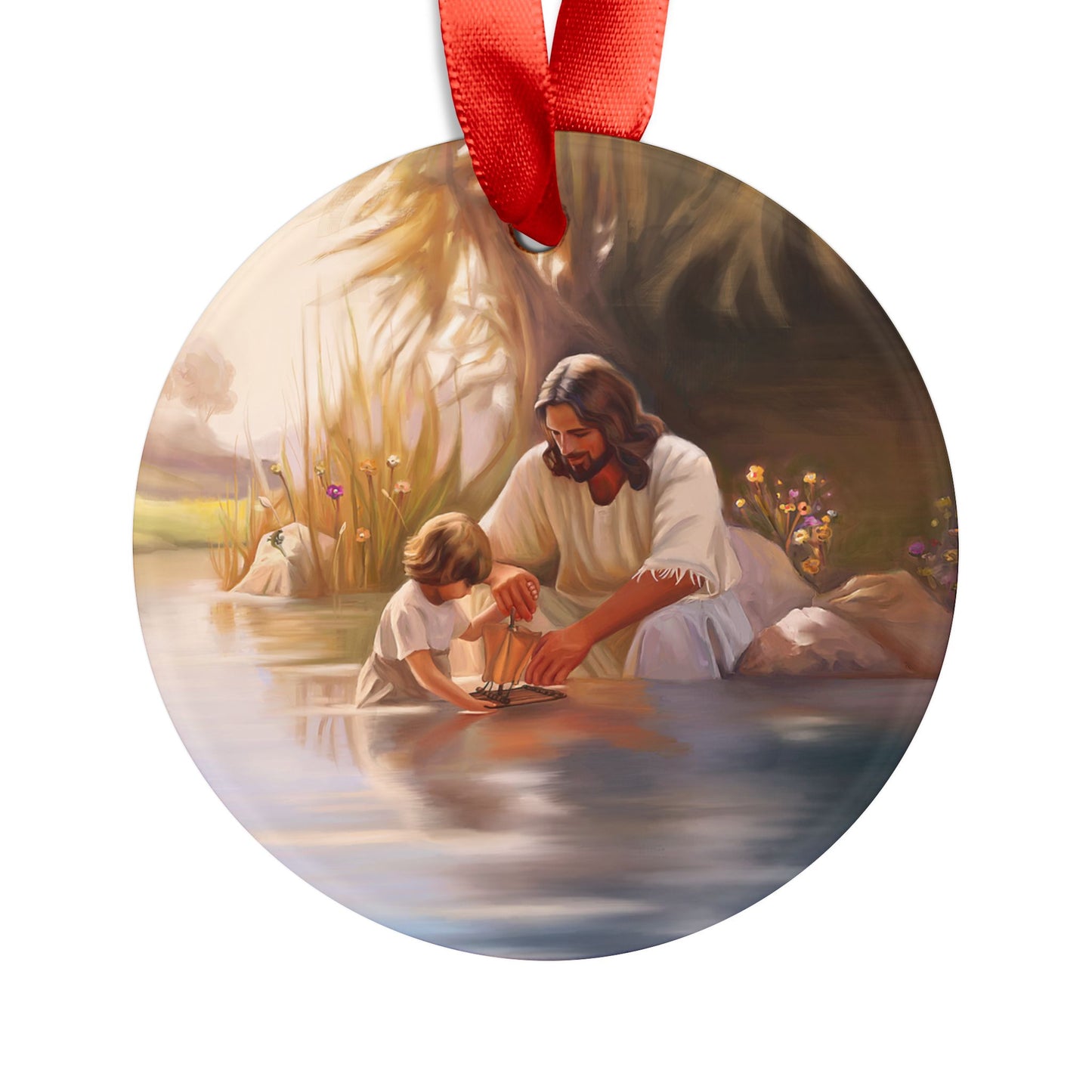 Acrylic Ornament with Ribbon, Jesus Christ Ornament, Gift for Her, Gift for Him, Christmas Gift, Christmas Wrapping Ornament