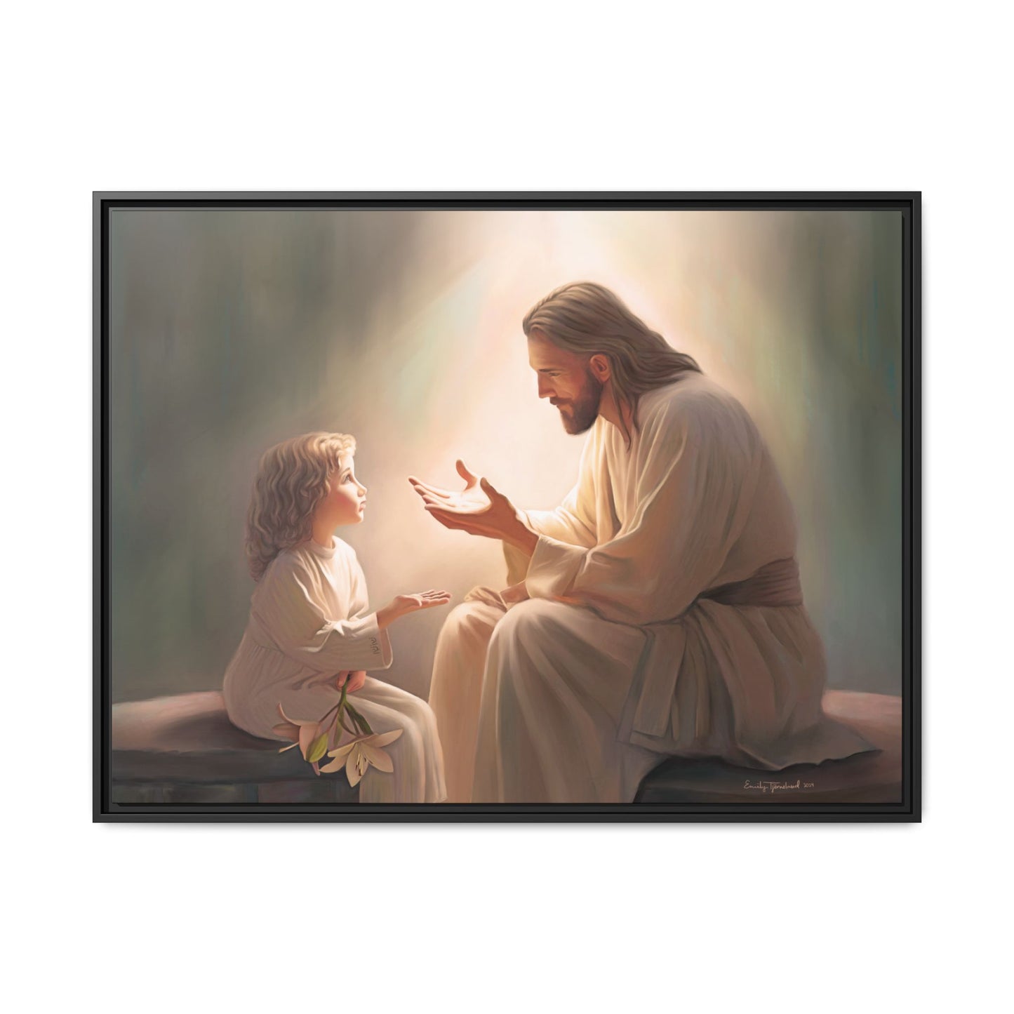 You Are The Light Fine Art Canvas Print, Framed, Picture of Jesus, Christian Gift, Christian Art, Jesus Christ Art with Child, Framed