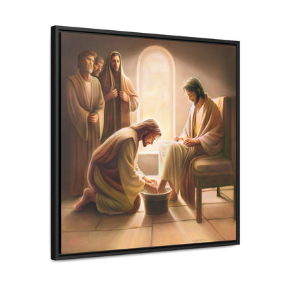 Jesus Washing the Feet, Canvas Print, Framed, The Unconditional Nature of God, Christian Art, Beautiful Art for Church and home, Gift for Him, Gift for Her