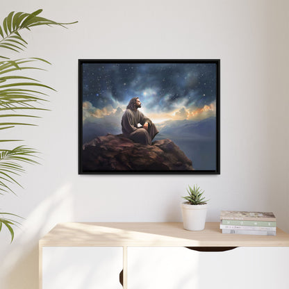 Jesus with The Stars, Canvas Print Art Framed, Jesus Christ Handmade Artwork, Deep Meditative Christian Gift