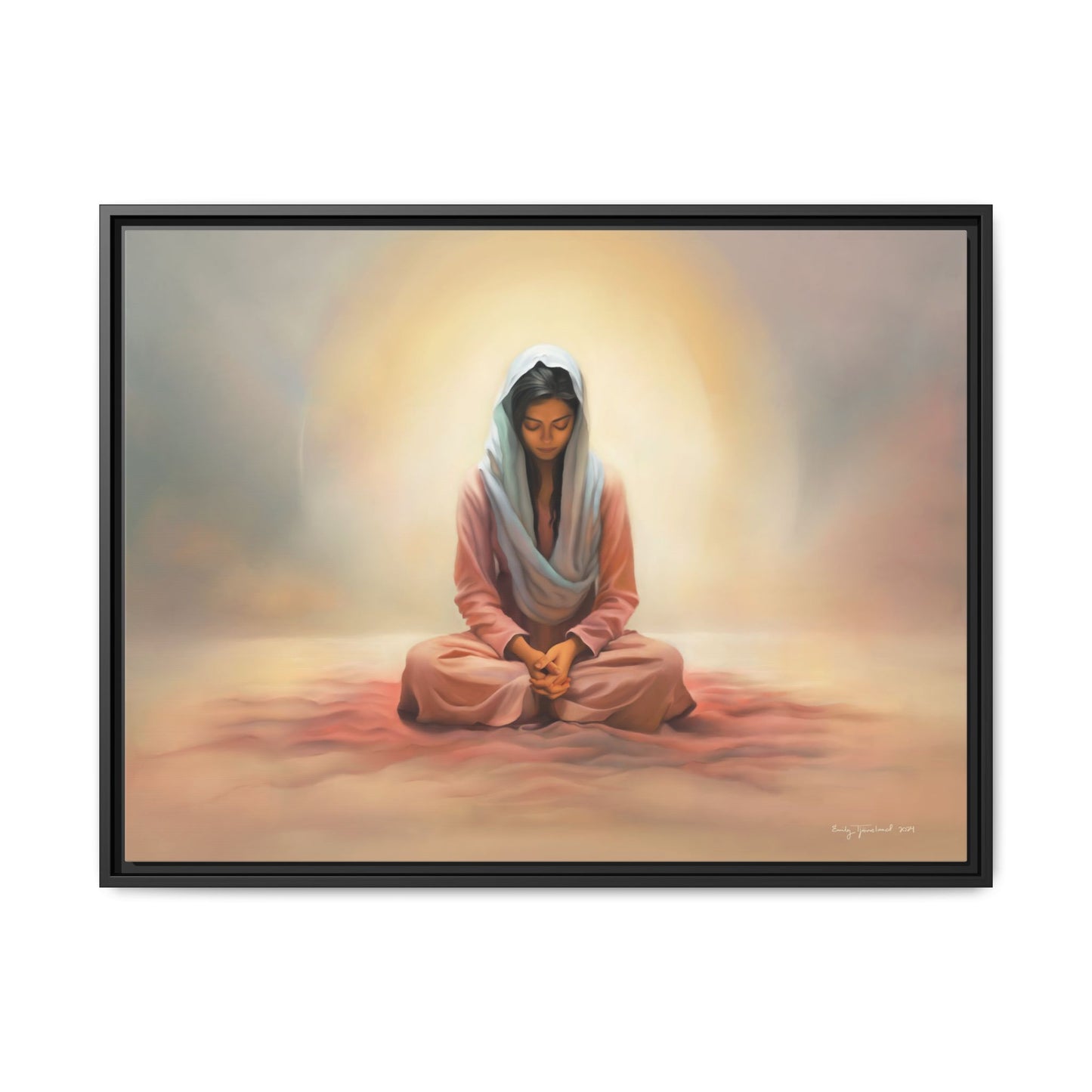 Stillness Christian Matte Canvas Print Artwork Framed, Female Discipleship Meditation Art, Stillness Artwork, Stillness Artwork, Framed (Multi-color)