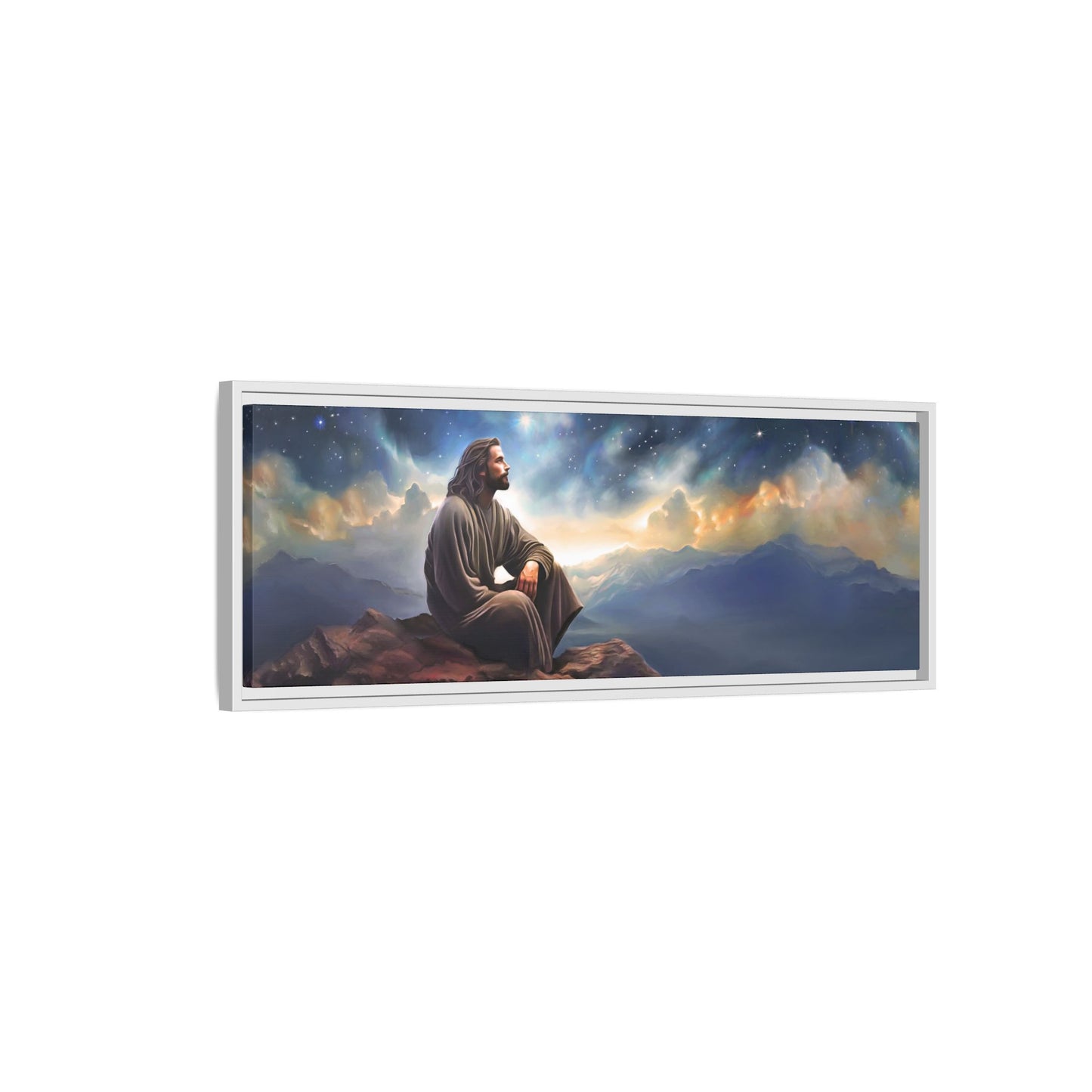 Jesus With The Stars, Framed Fine Art Canvas Print of Handmade Art, many sizes, Christian Art, Christian Gifts
