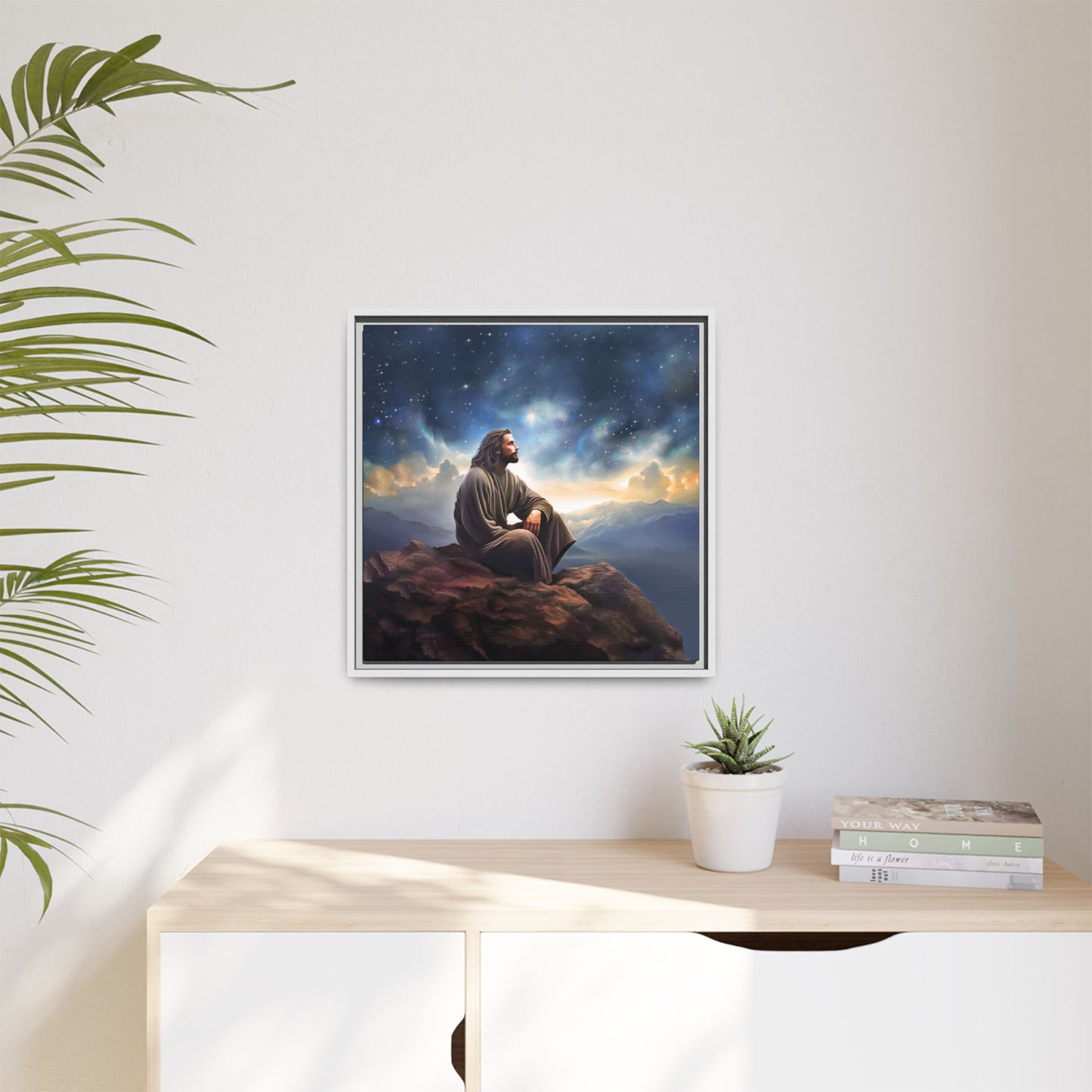 Jesus With The Stars, Framed Fine Art Canvas Print of Handmade Art, many sizes, Christian Art, Christian Gifts