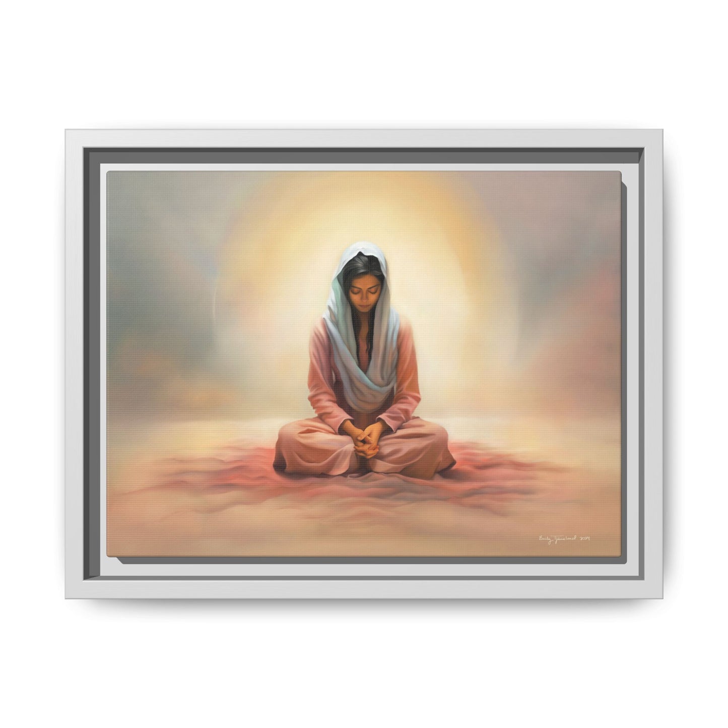 Stillness Christian Matte Canvas Print Artwork Framed, Female Discipleship Meditation Art, Stillness Artwork, Stillness Artwork, Framed (Multi-color)