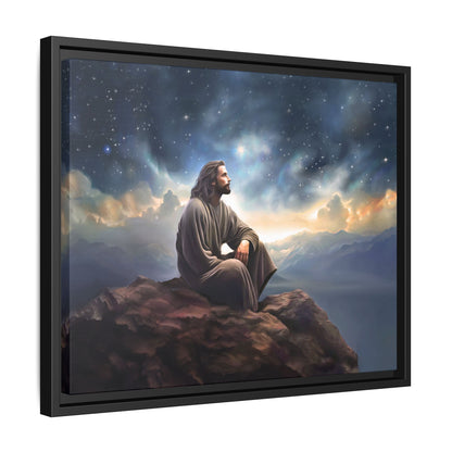 Jesus with The Stars, Canvas Print Art Framed, Jesus Christ Handmade Artwork, Deep Meditative Christian Gift
