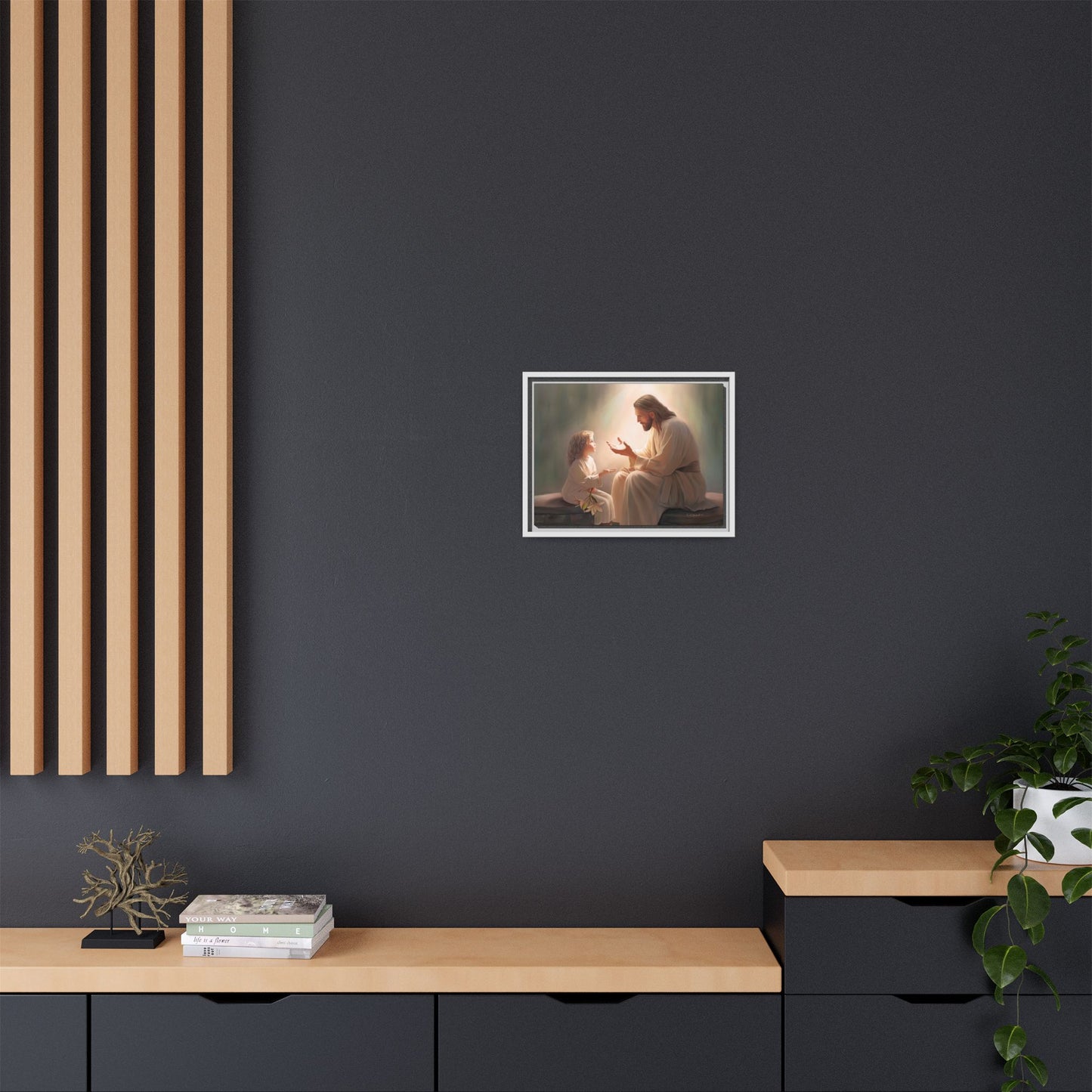 We are His Children, Fine Art Framed Canvas Print, Picture of Jesus, Jesus with a Child, Christian Gift, Christian Art, Jesus Christ Art with Child
