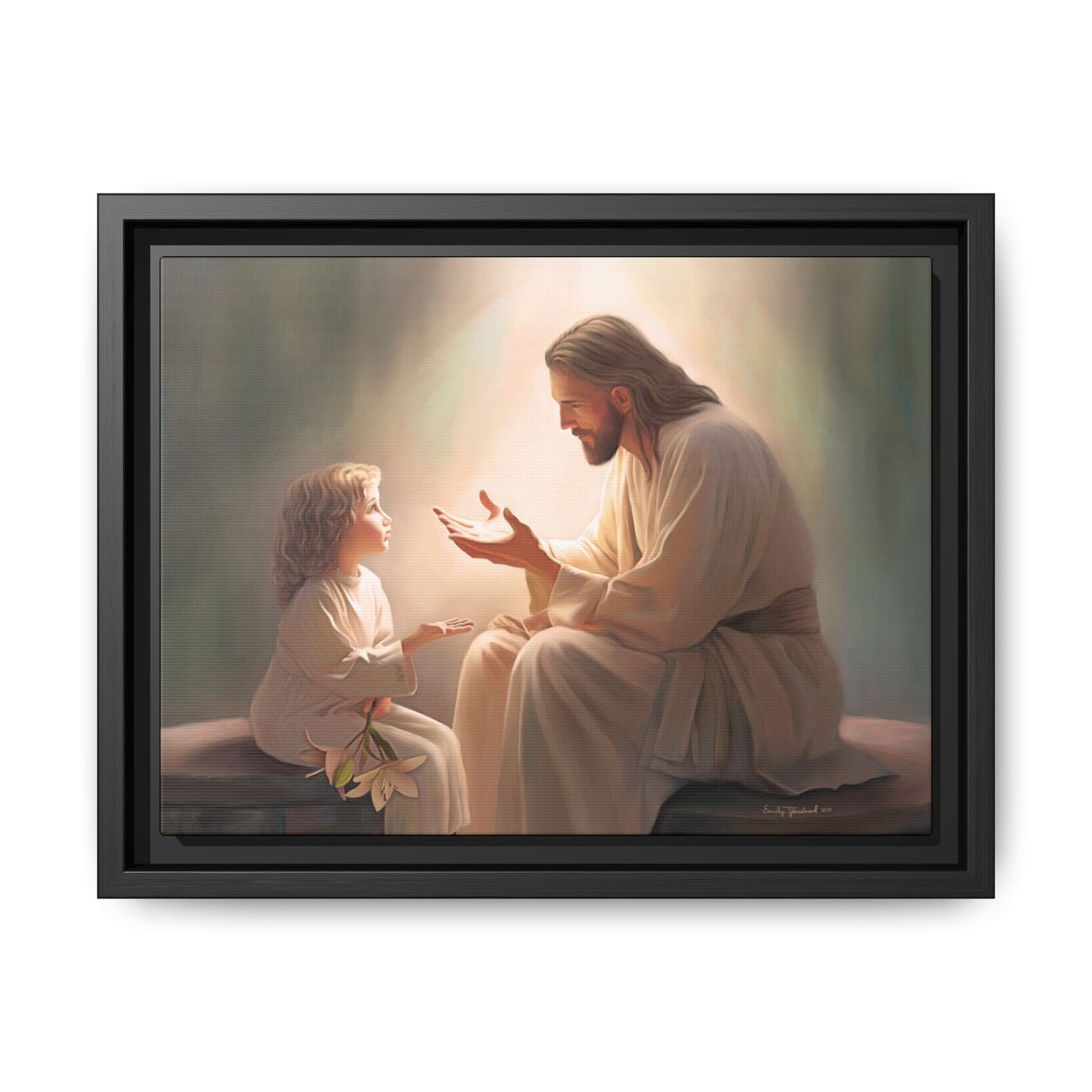 You Are The Light Fine Art Canvas Print, Framed, Picture of Jesus, Christian Gift, Christian Art, Jesus Christ Art with Child, Framed