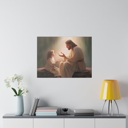 You Are The Light, fine art canvas print, Christian artwork, Jesus with a child, Jesus Christ with a little girl, Consider The Lillies