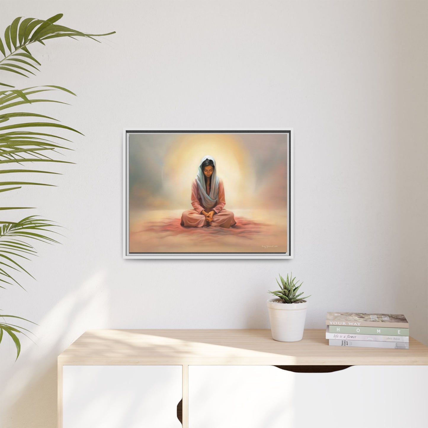 Stillness Christian Matte Canvas Print Artwork Framed, Female Discipleship Meditation Art, Stillness Artwork, Stillness Artwork, Framed (Multi-color)