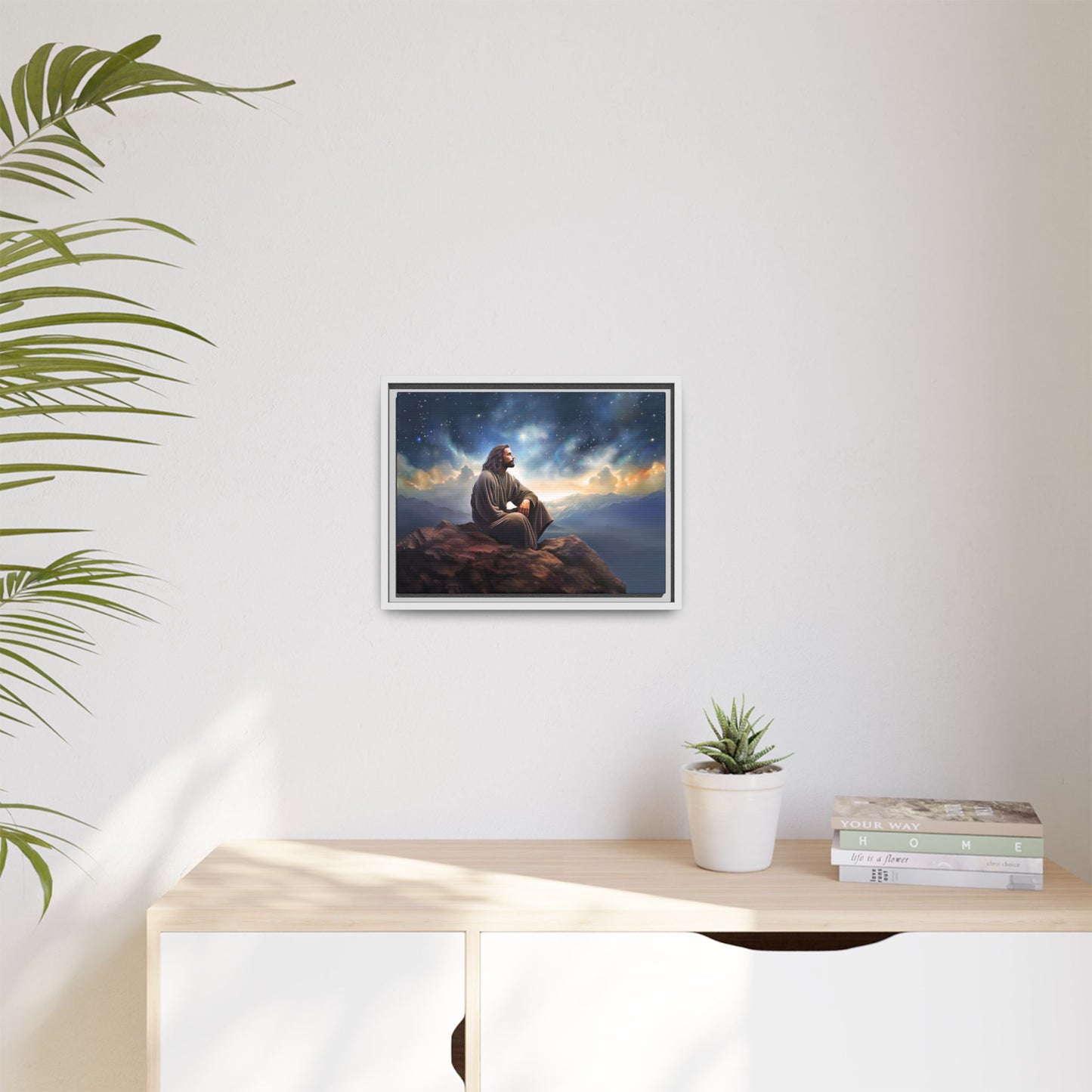Jesus With The Stars, Framed Fine Art Canvas Print of Handmade Art, many sizes, Christian Art, Christian Gifts