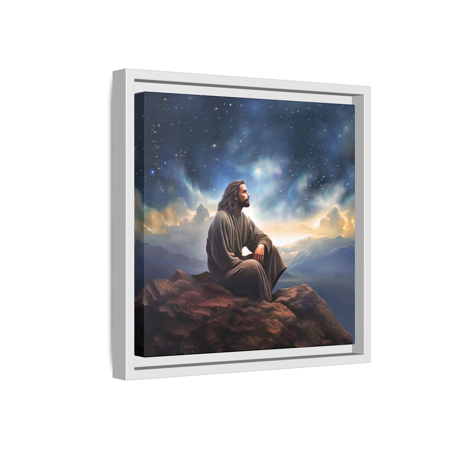 Jesus With The Stars, Framed Fine Art Canvas Print of Handmade Art, many sizes, Christian Art, Christian Gifts