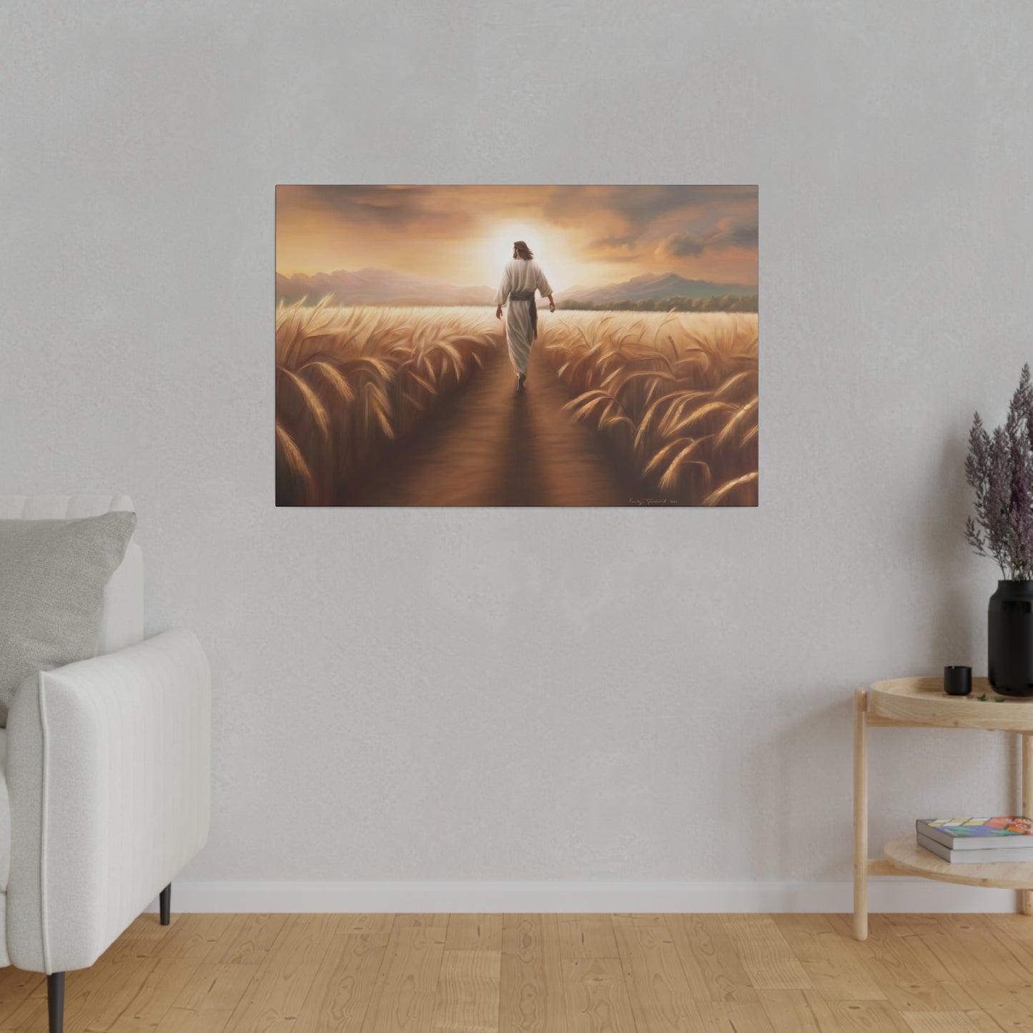 Called To Serve, Fine Art Canvas Print, Missionary Gift, many sizes, Jesus Christ walking through a wheat field, Christian Art