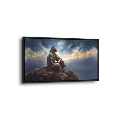 Jesus with The Stars, Canvas Print Art Framed, Jesus Christ Handmade Artwork, Deep Meditative Christian Gift