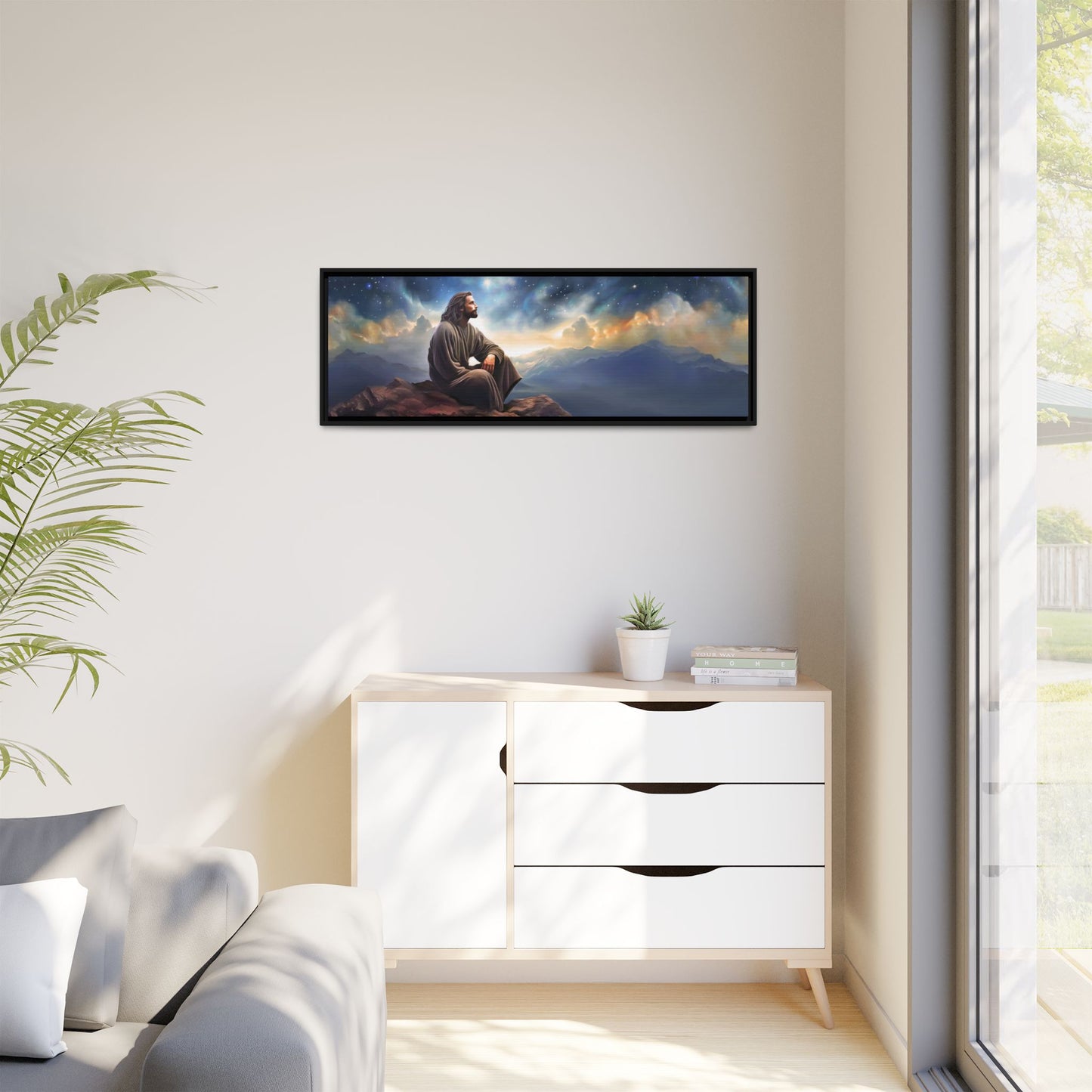 Jesus With The Stars, Framed Fine Art Canvas Print of Handmade Art, many sizes, Christian Art, Christian Gifts