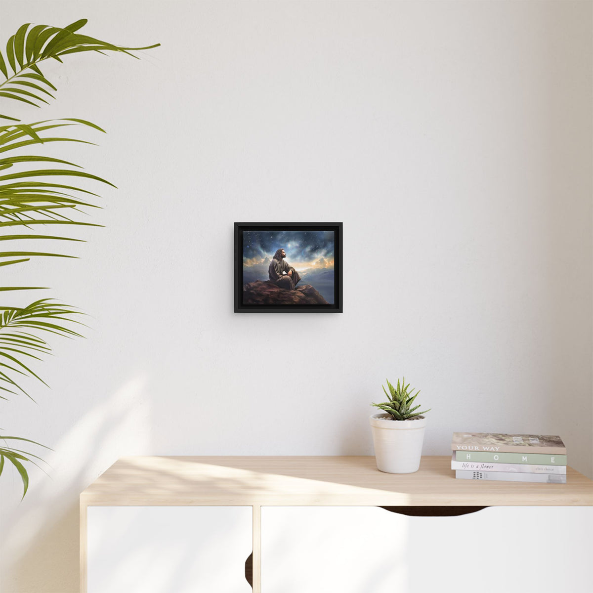 Jesus with The Stars, Canvas Print Art Framed, Jesus Christ Handmade Artwork, Deep Meditative Christian Gift