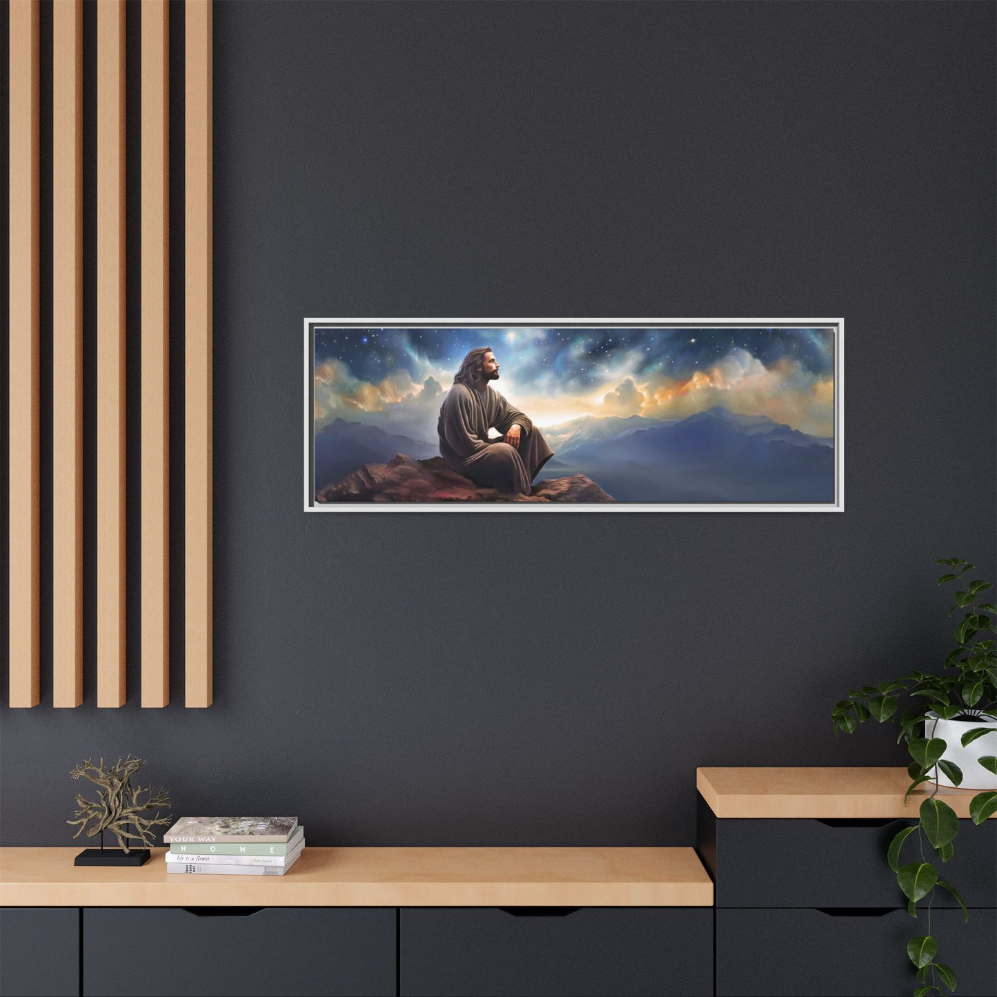 Jesus With The Stars, Framed Fine Art Canvas Print of Handmade Art, many sizes, Christian Art, Christian Gifts