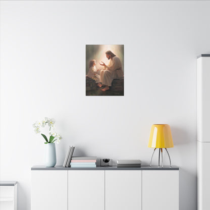You Are The Light, fine art canvas print, Christian artwork, Jesus with a child, Jesus Christ with a little girl, Consider The Lillies