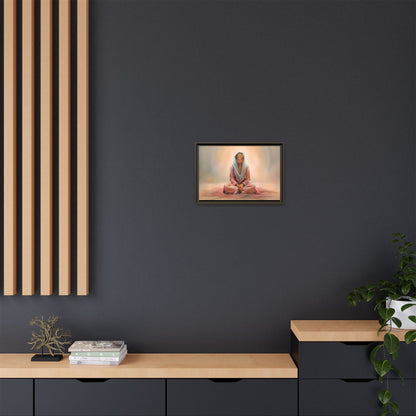 Stillness Framed Canvas Wall Art, Serene Meditation Decor, Spiritual Mindfulness Gift, Tranquil Room Accent, Woman Religious Art