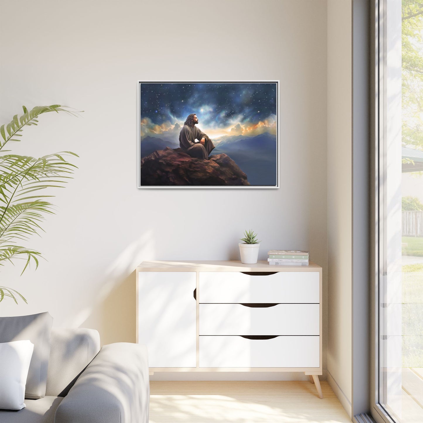 Jesus With The Stars, Framed Fine Art Canvas Print of Handmade Art, many sizes, Christian Art, Christian Gifts