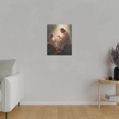 You Are The Light, fine art canvas print, Christian artwork, Jesus with a child, Jesus Christ with a little girl, Consider The Lillies