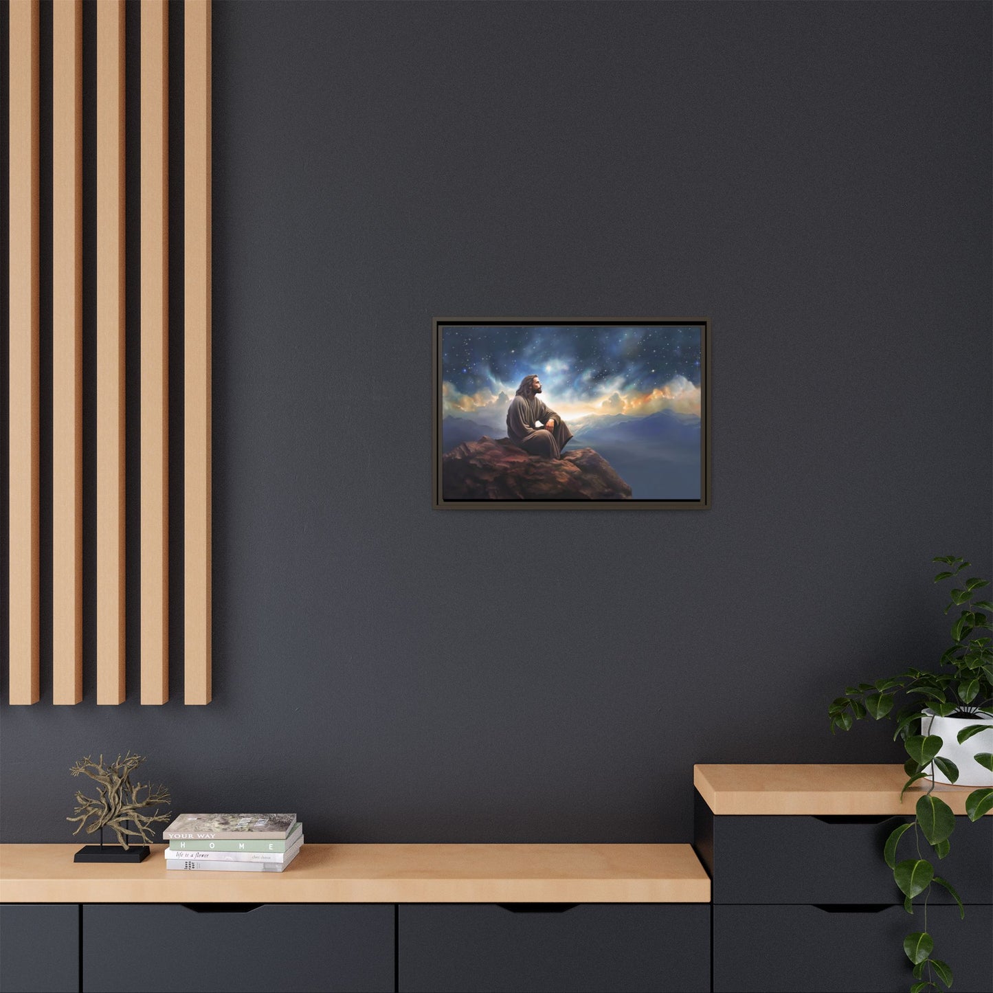 Jesus With The Stars, Framed Fine Art Canvas Print of Handmade Art, many sizes, Christian Art, Christian Gifts