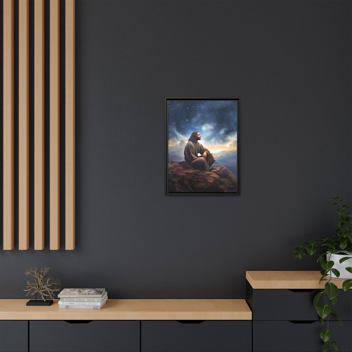 Jesus With The Stars, Framed Fine Art Canvas Print of Handmade Art, many sizes, Christian Art, Christian Gifts