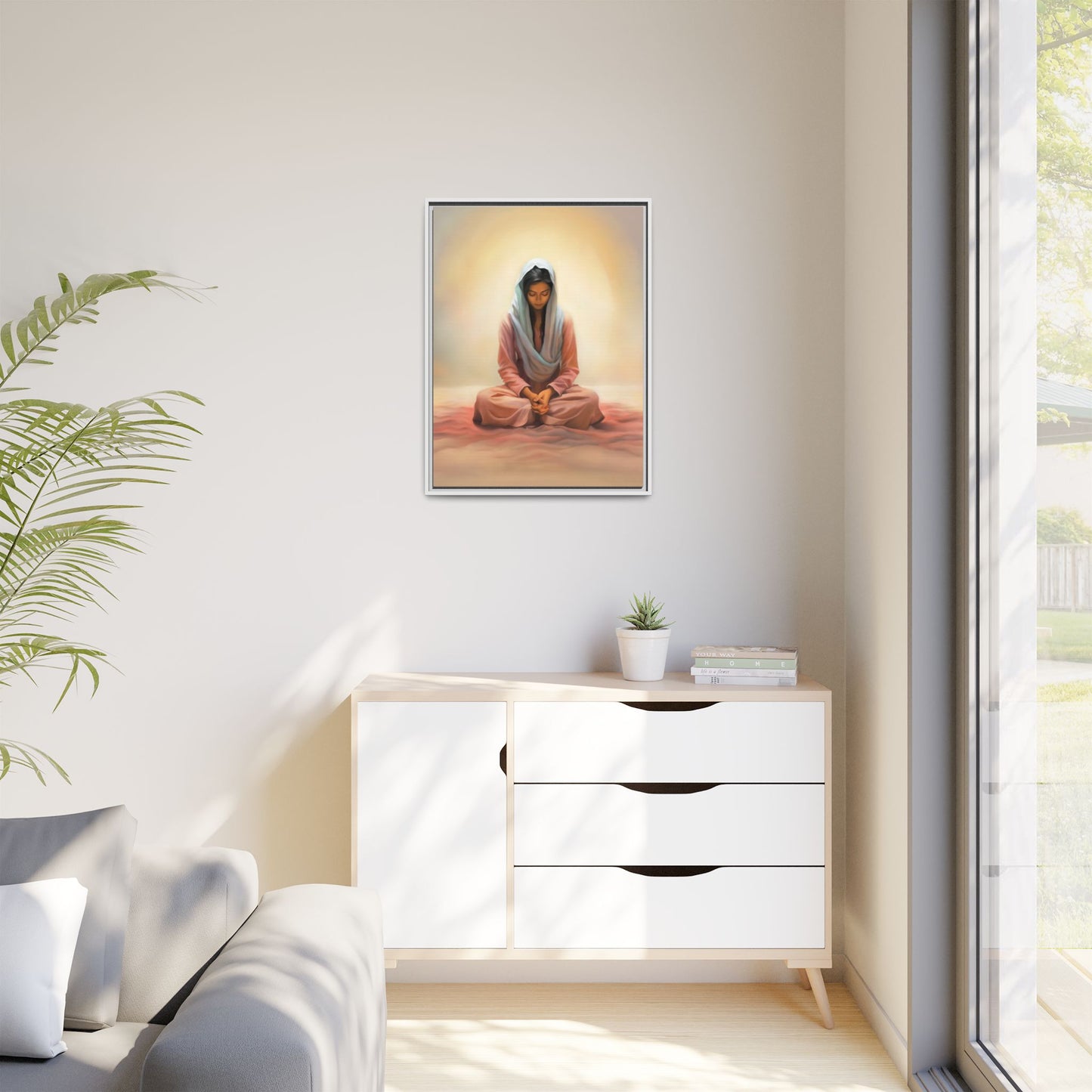Stillness Canvas Print Artwork, Framed Wall Decor, Female Discipleship, Serene Stillness Painting, Multi-color Matte Picture