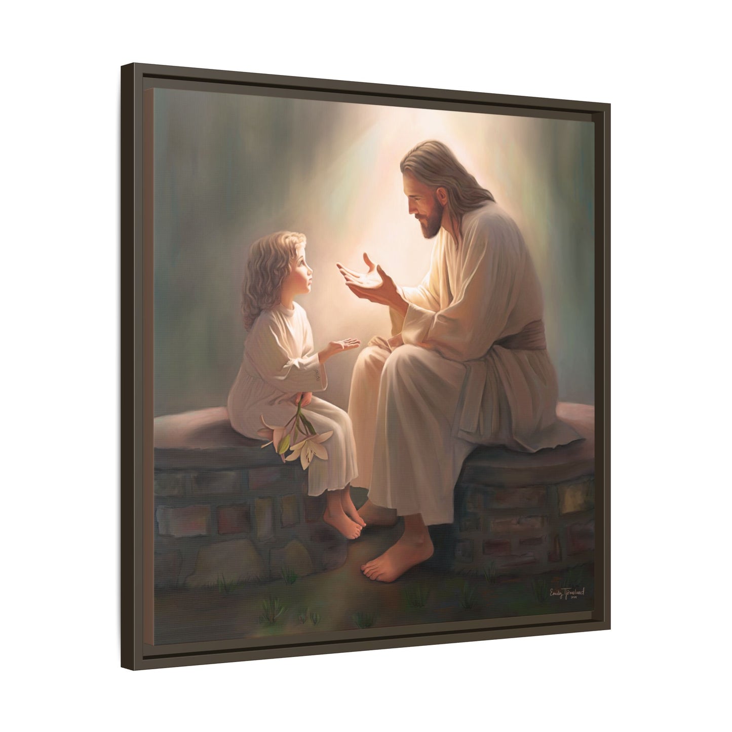 We are His Children, Fine Art Framed Canvas Print, Picture of Jesus, Jesus with a Child, Christian Gift, Christian Art, Jesus Christ Art with Child