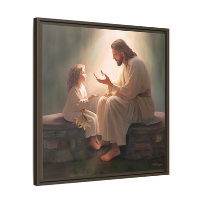 We are His Children, Fine Art Framed Canvas Print, Picture of Jesus, Jesus with a Child, Christian Gift, Christian Art, Jesus Christ Art with Child