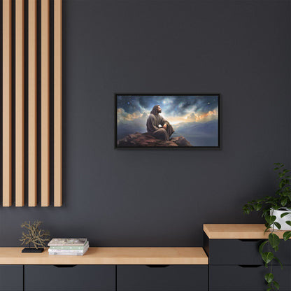 Jesus with The Stars, Canvas Print Art Framed, Jesus Christ Handmade Artwork, Deep Meditative Christian Gift