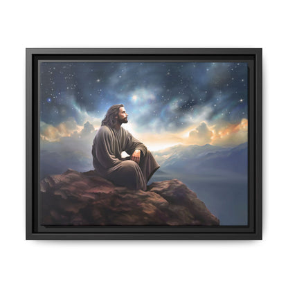 Jesus with The Stars, Canvas Print Art Framed, Jesus Christ Handmade Artwork, Deep Meditative Christian Gift
