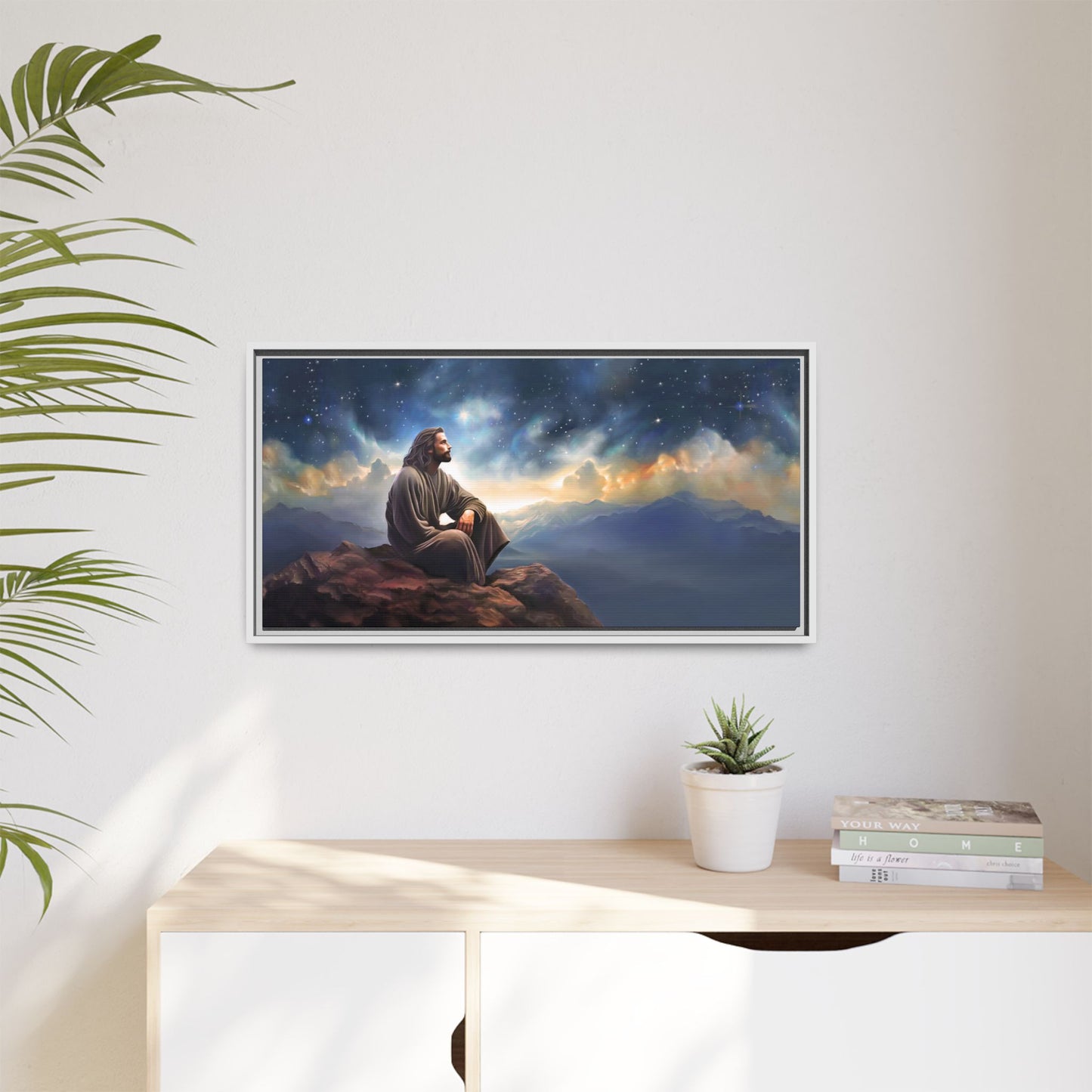 Jesus With The Stars, Framed Fine Art Canvas Print of Handmade Art, many sizes, Christian Art, Christian Gifts