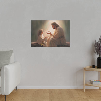 You Are The Light, fine art canvas print, Christian artwork, Jesus with a child, Jesus Christ with a little girl, Consider The Lillies