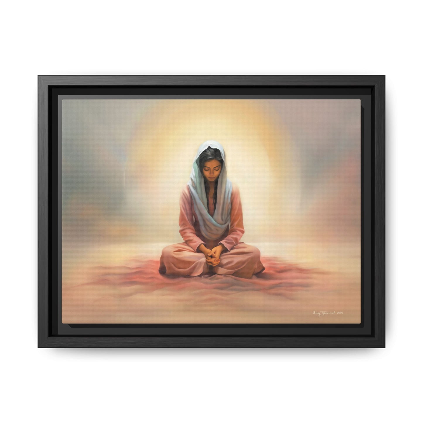 Stillness Christian Matte Canvas Print Artwork Framed, Female Discipleship Meditation Art, Stillness Artwork, Stillness Artwork, Framed (Multi-color)