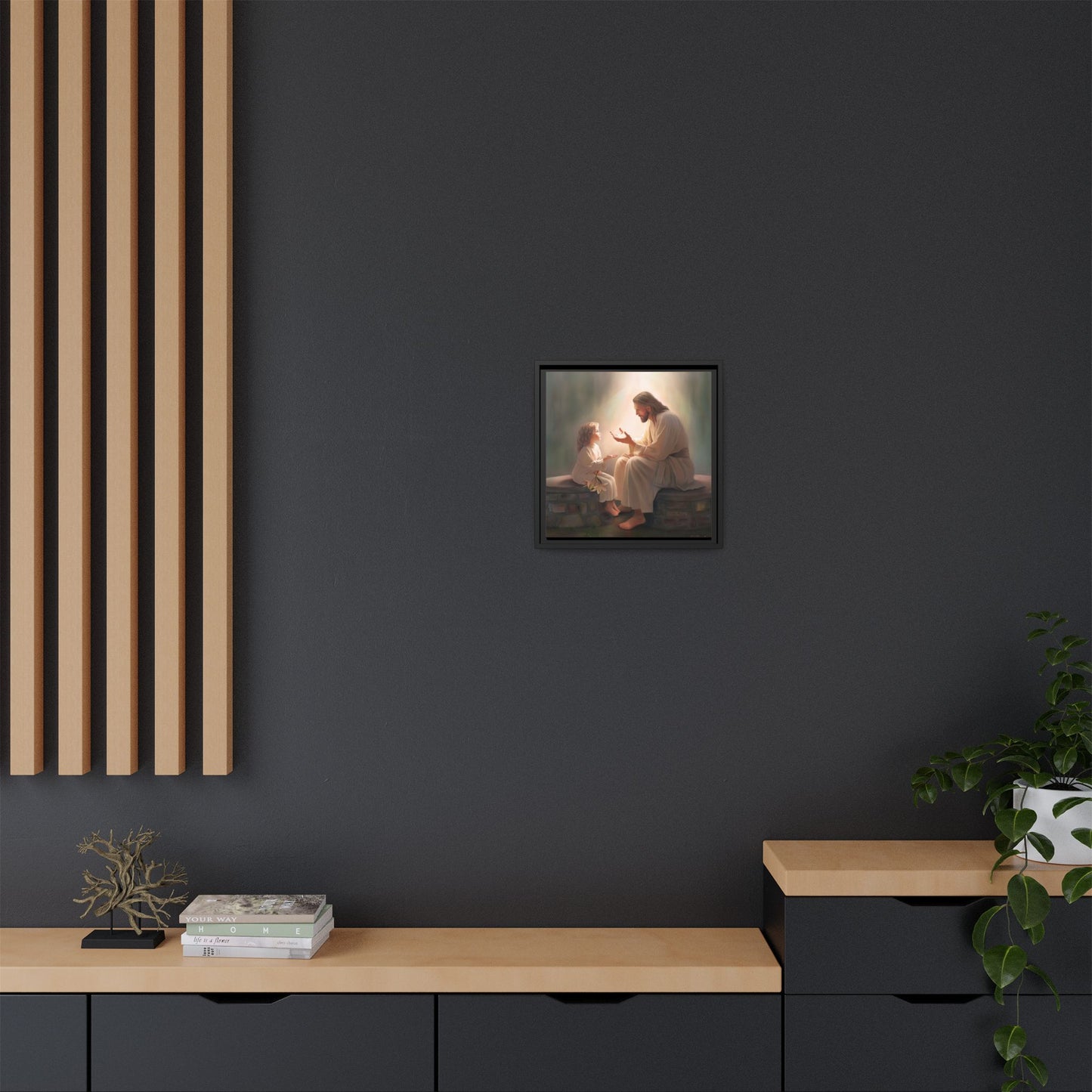 We are His Children, Fine Art Framed Canvas Print, Picture of Jesus, Jesus with a Child, Christian Gift, Christian Art, Jesus Christ Art with Child