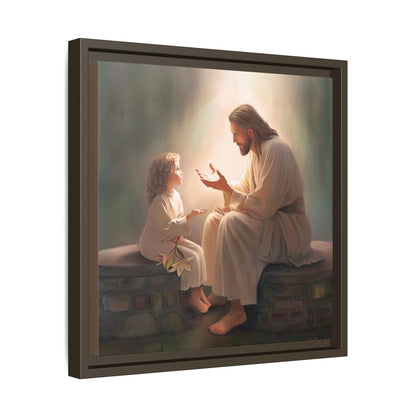 We are His Children, Fine Art Framed Canvas Print, Picture of Jesus, Jesus with a Child, Christian Gift, Christian Art, Jesus Christ Art with Child