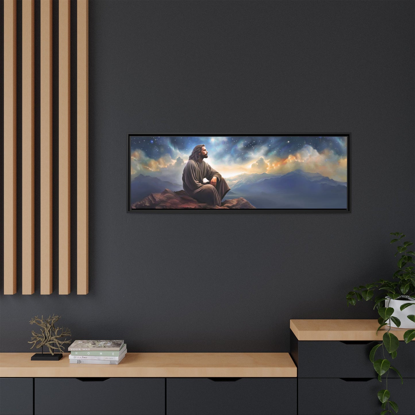 Jesus With The Stars, Framed Fine Art Canvas Print of Handmade Art, many sizes, Christian Art, Christian Gifts