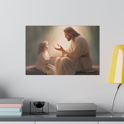 You Are The Light, fine art canvas print, Christian artwork, Jesus with a child, Jesus Christ with a little girl, Consider The Lillies